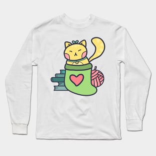 cute cat in a sock Long Sleeve T-Shirt